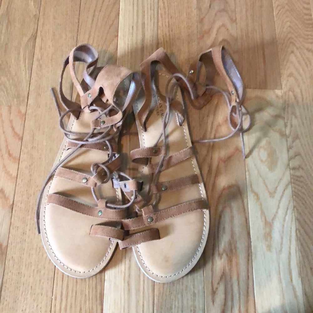 Brown lace up sandals